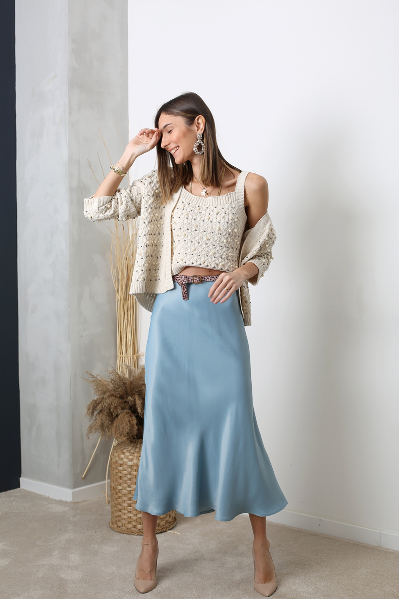 Mavi Maxi Saten Etek 11093