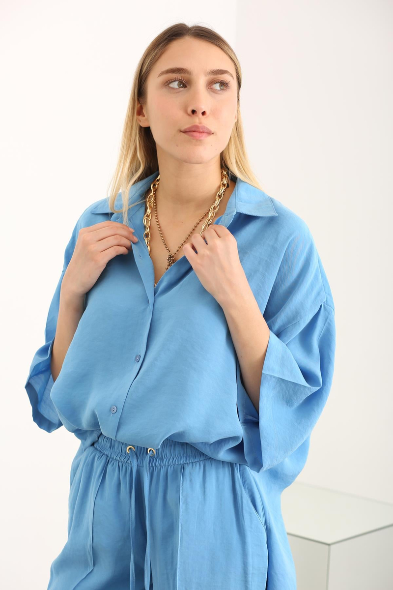 Mavi Modal Oversize Gömlek 00344