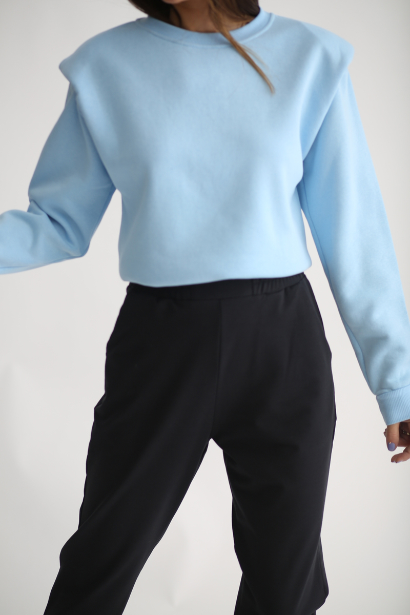 Mavi Omzu Vatkalı Sweatshirt 3232