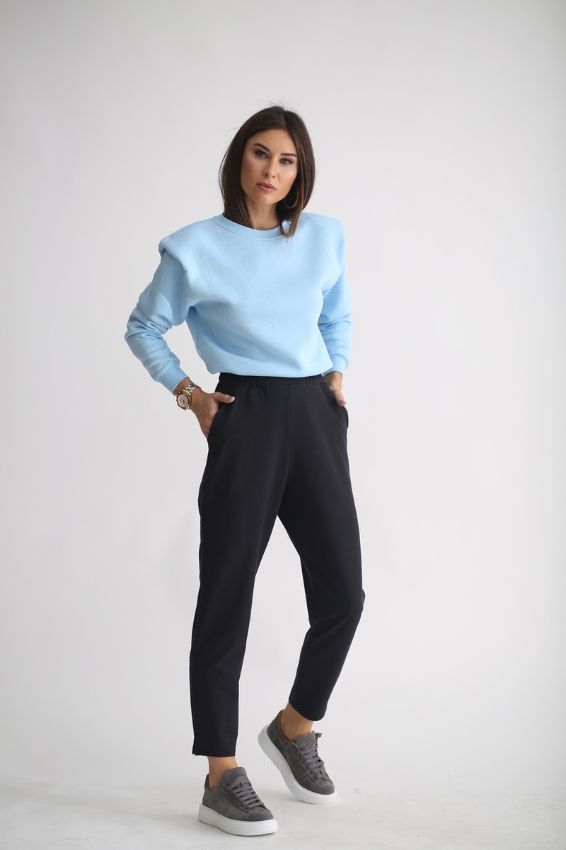 Mavi Omzu Vatkalı Sweatshirt 3232