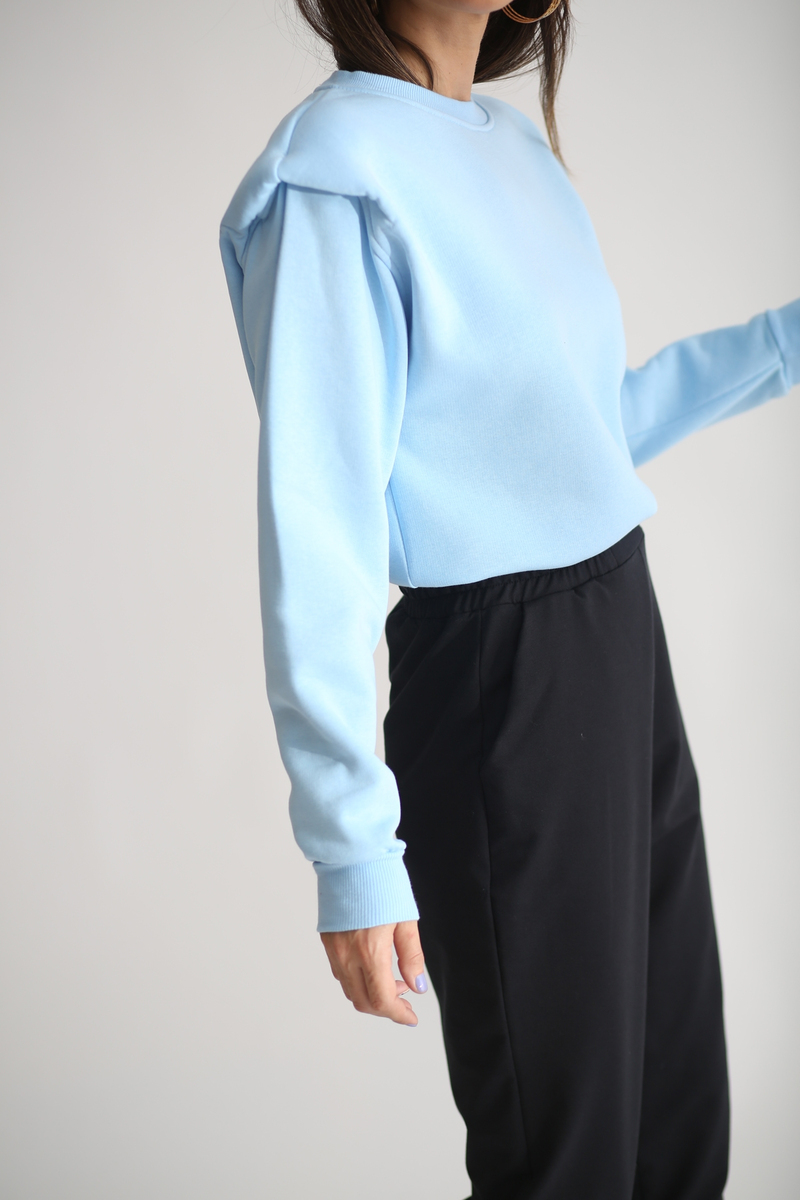 Mavi Omzu Vatkalı Sweatshirt 3232