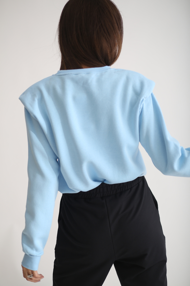 Mavi Omzu Vatkalı Sweatshirt 3232