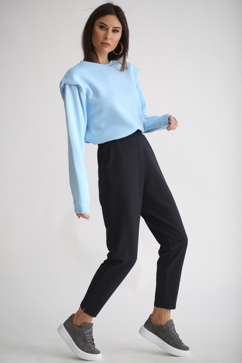 Mavi Omzu Vatkalı Sweatshirt 3232