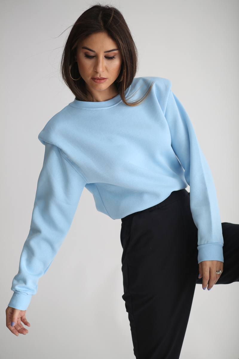 Mavi Omzu Vatkalı Sweatshirt 3232