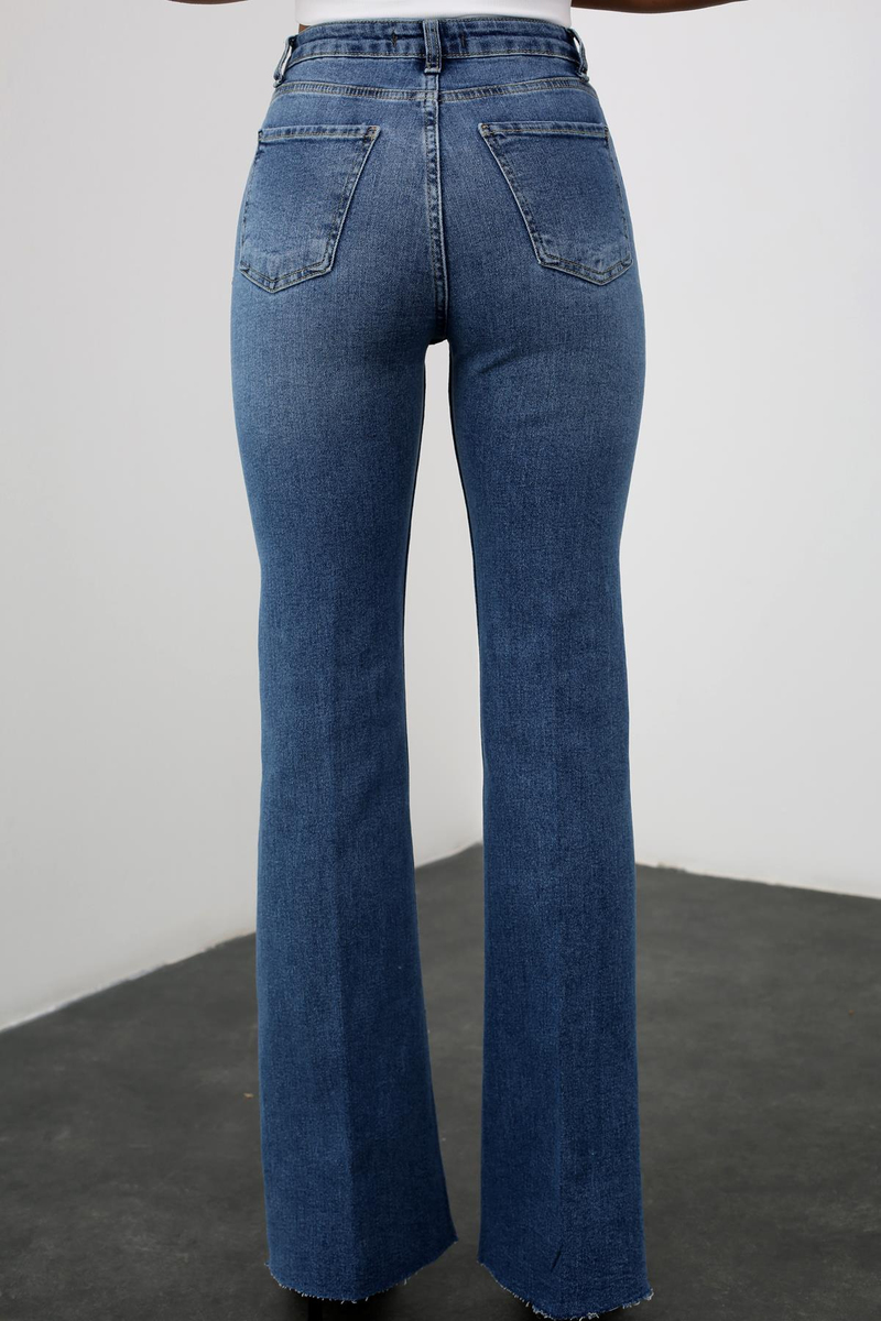 Mavi Ultra Yüksek Bel Kesik Paça Jean 228124