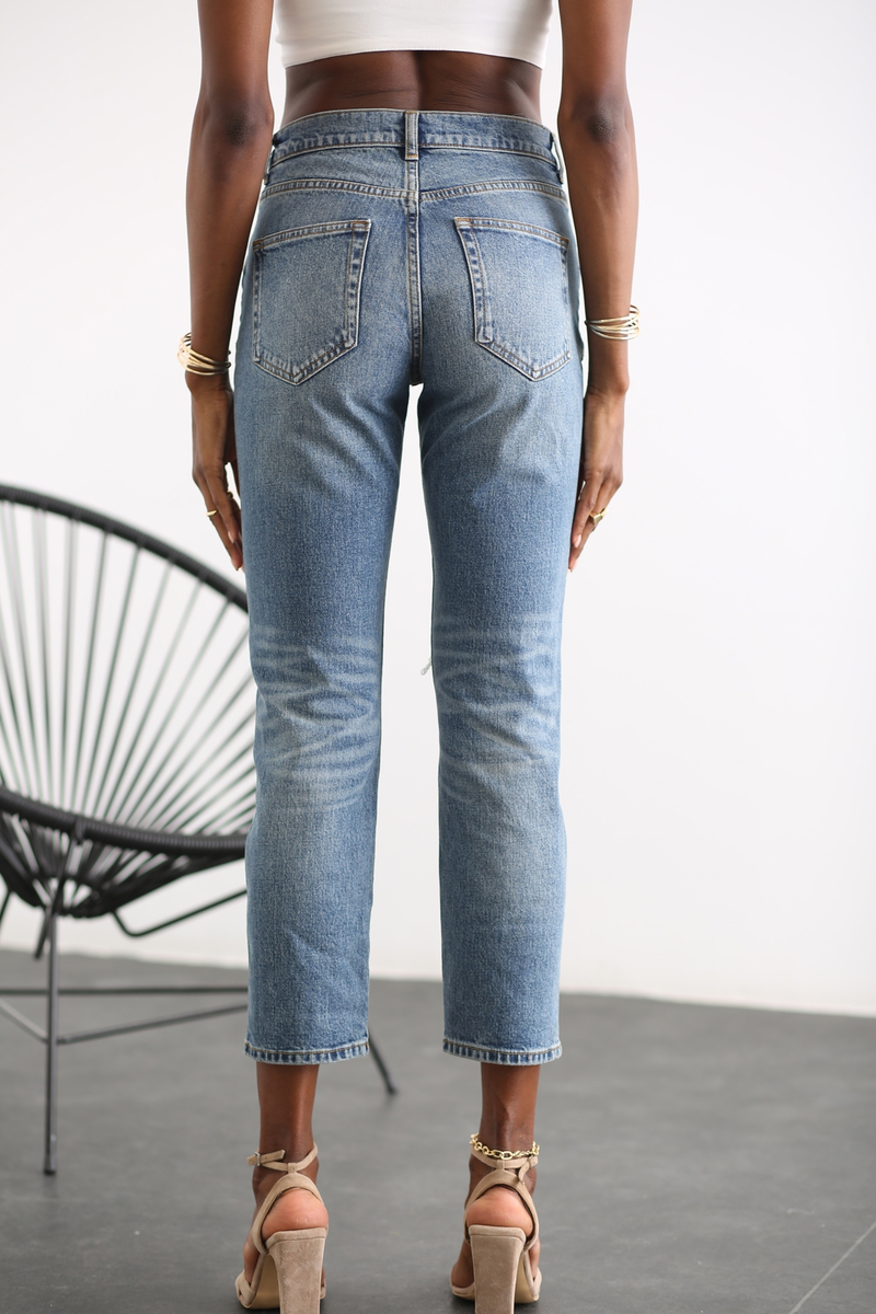 Mavi Yüksek Bel Boyfriend Jean 
