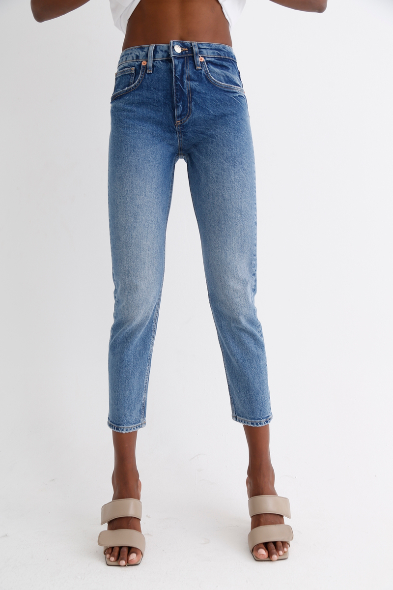 Mavi Yüksek Bel Boyfriend Jean 