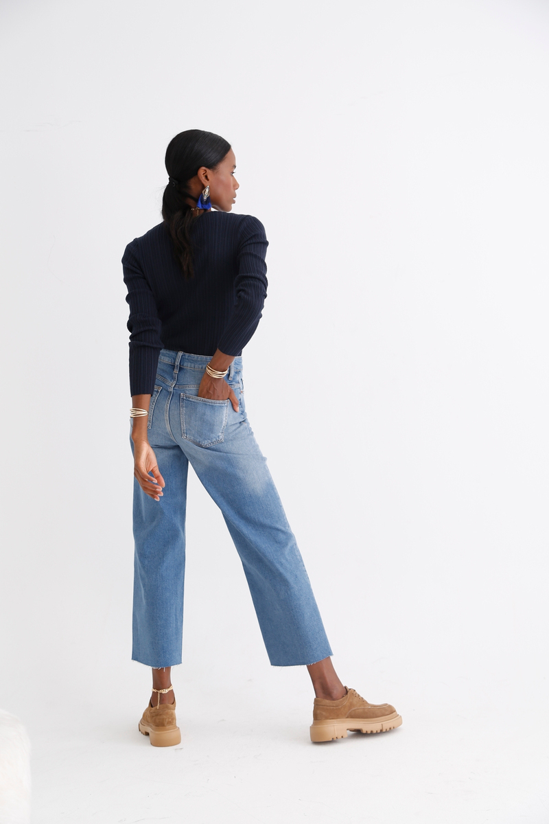 Mavi Yüksek Bel Culotte Jean 