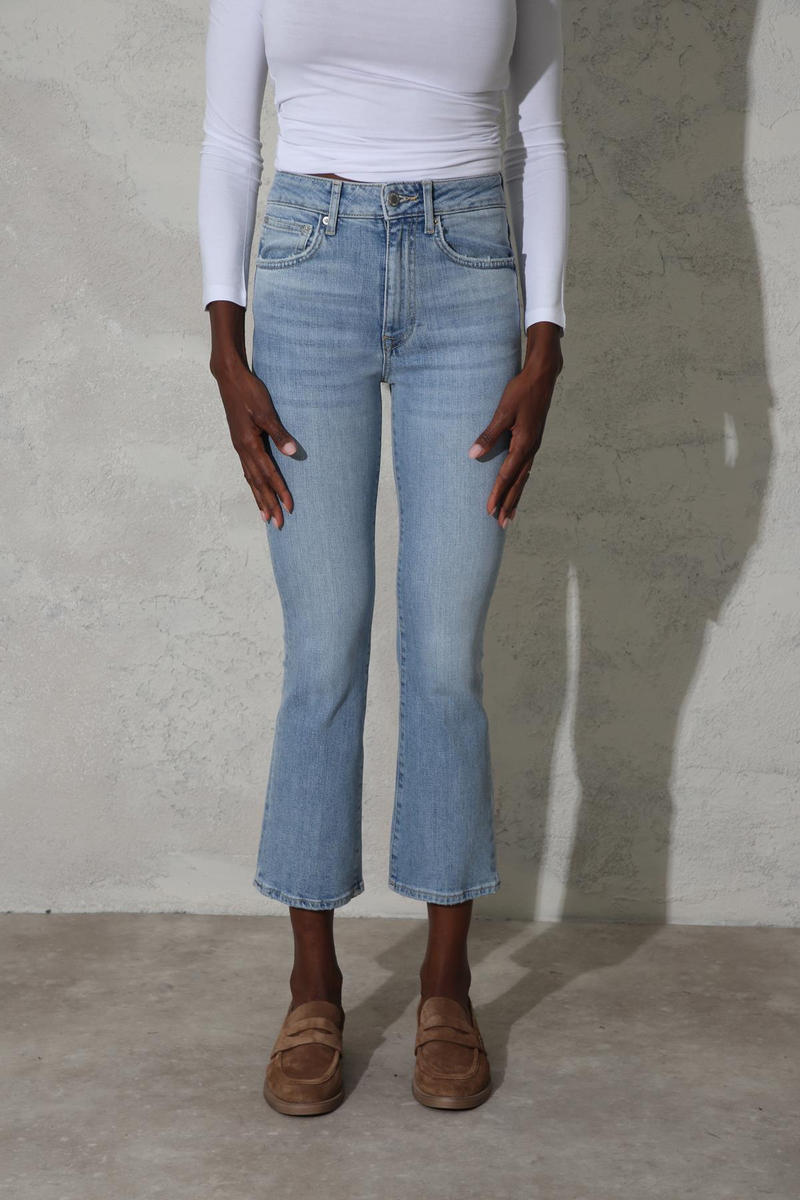 Mavi Yüksek Bel Flare Jean 