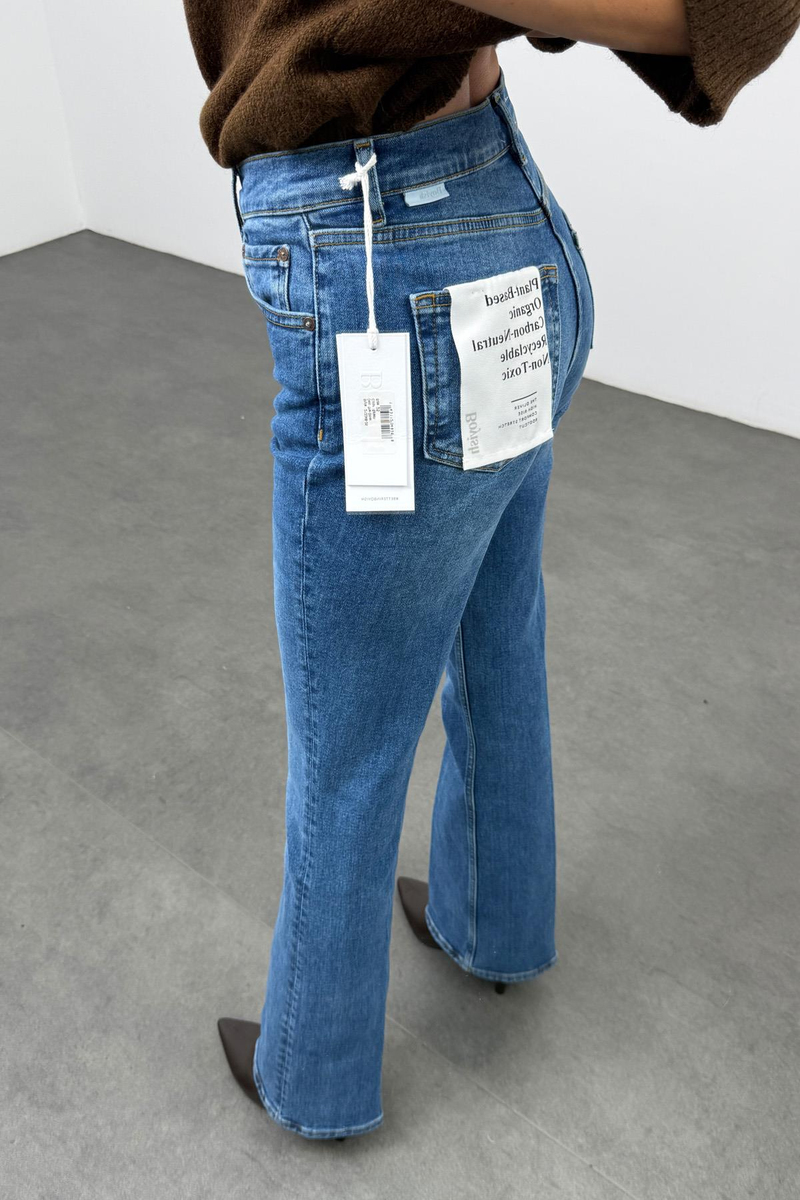 Mavi Yüksek Bel Flare Jean