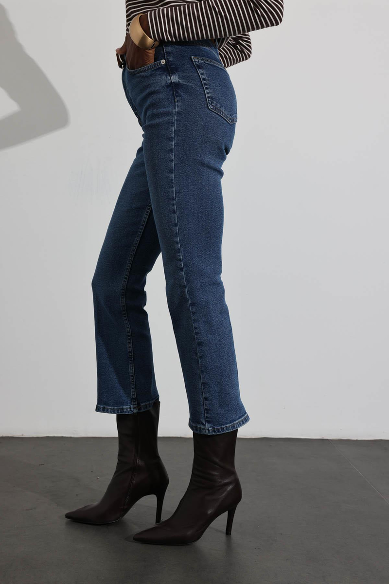 Mavi Yüksek Bel Flare Jean 