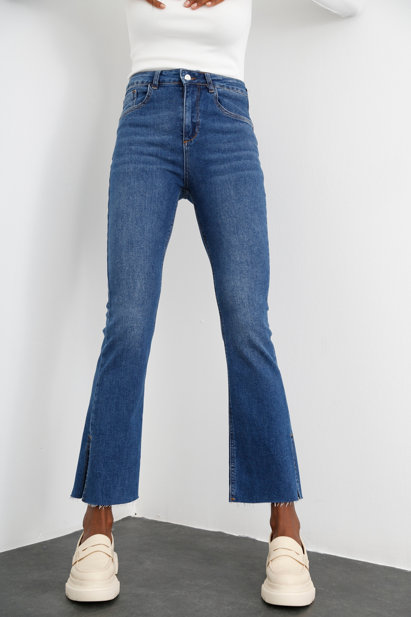Mavi Yüksek Bel Flare Jean 21303