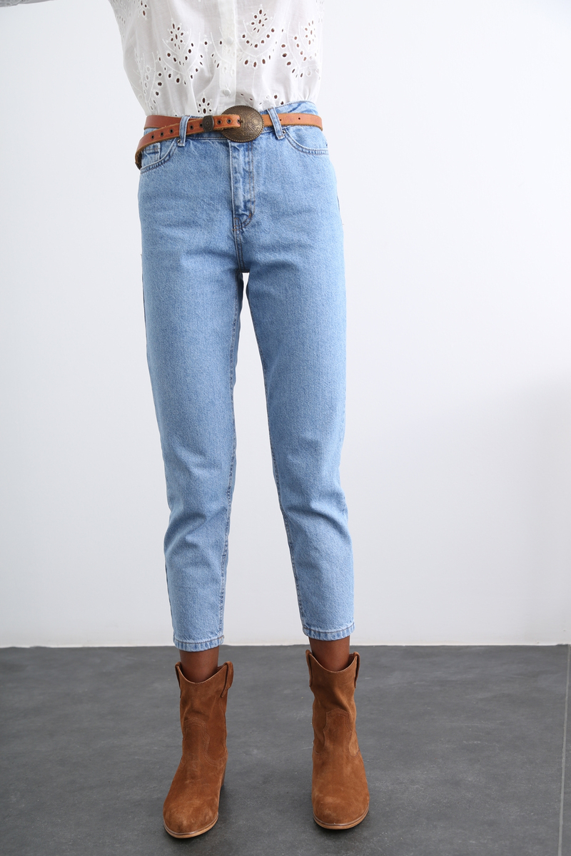 Mavi Yüksek Bel Mom Fit Jean 