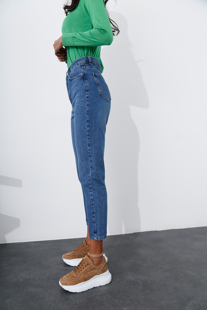 Mavi Yüksek Bel Mom Fit Jean 