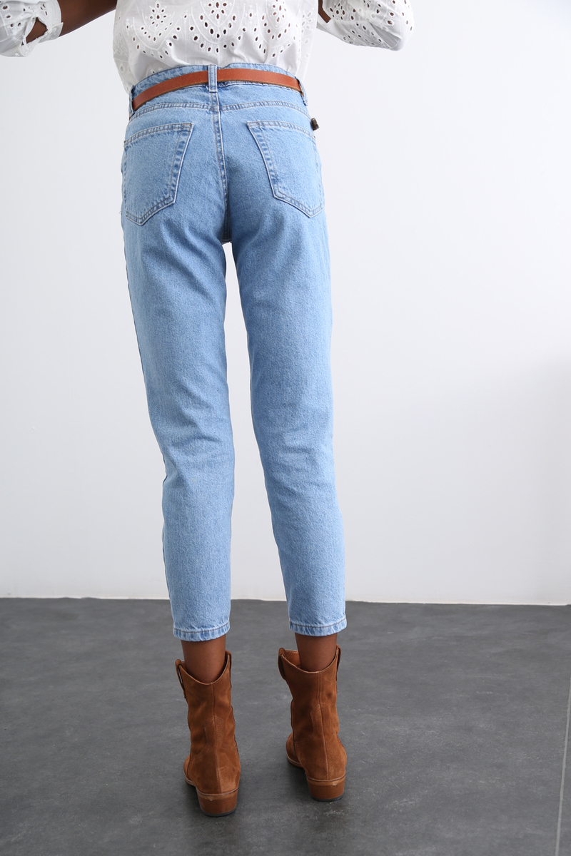 Mavi Yüksek Bel Mom Fit Jean 