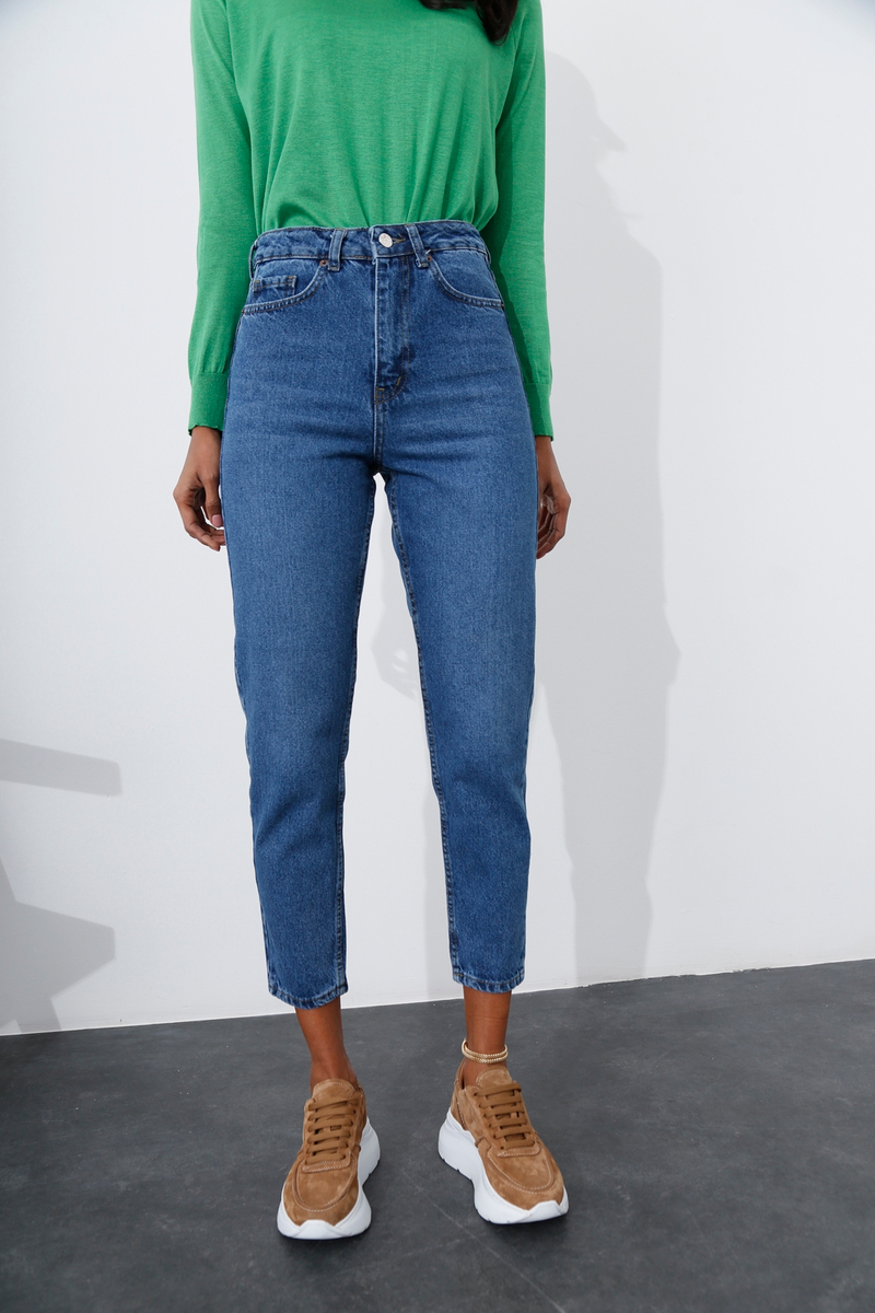 Mavi Yüksek Bel Mom Fit Jean 