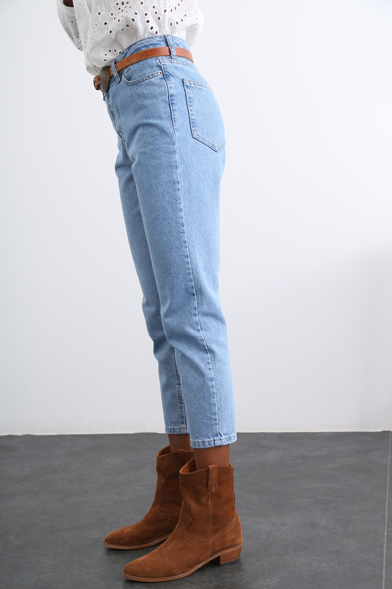Mavi Yüksek Bel Mom Fit Jean 