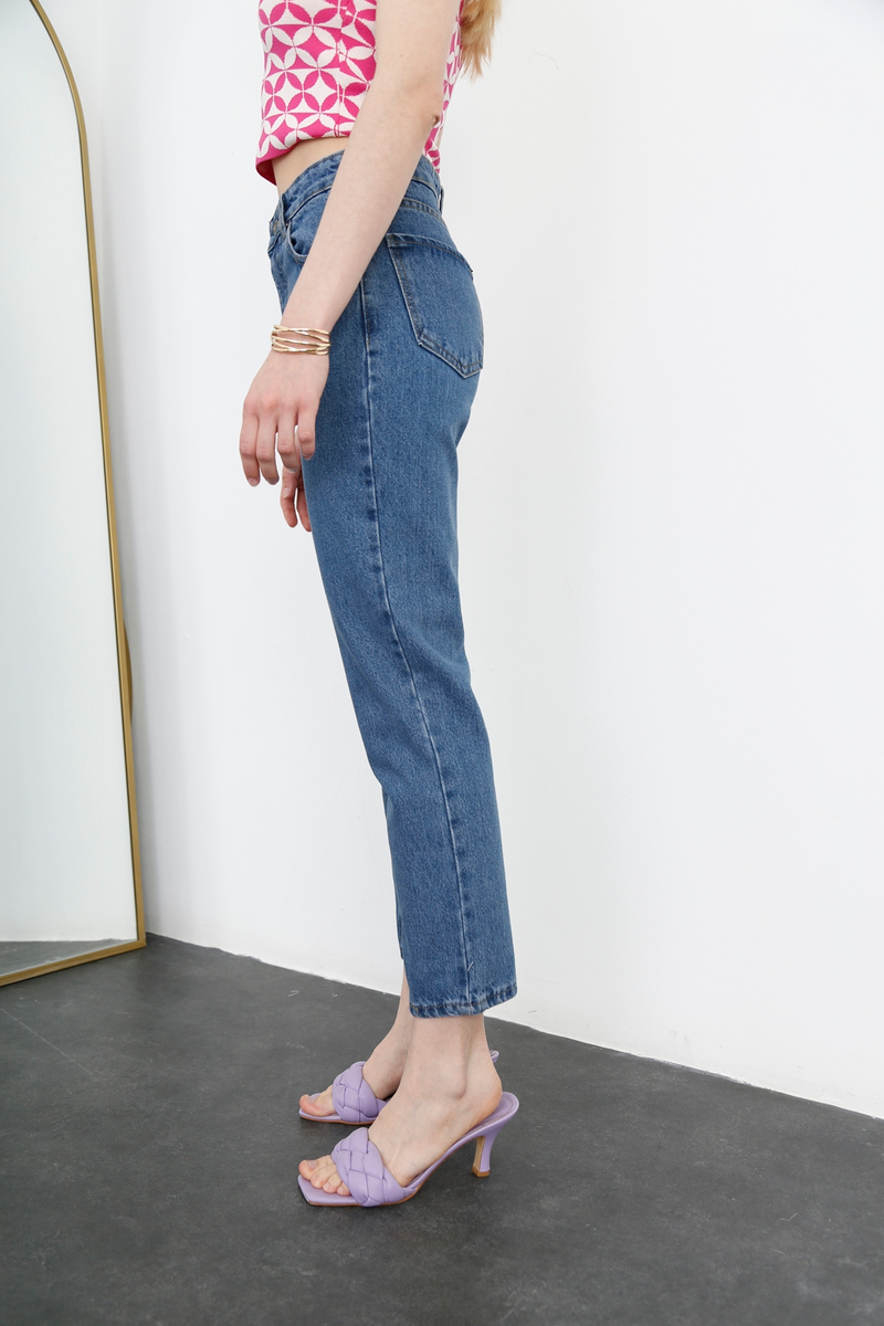 Mavi Yüksek Bel Mom Fit Jean-1 