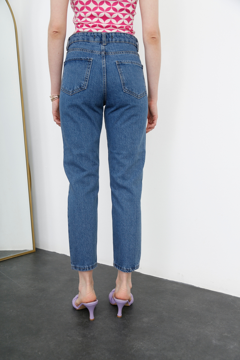Mavi Yüksek Bel Mom Fit Jean-1 