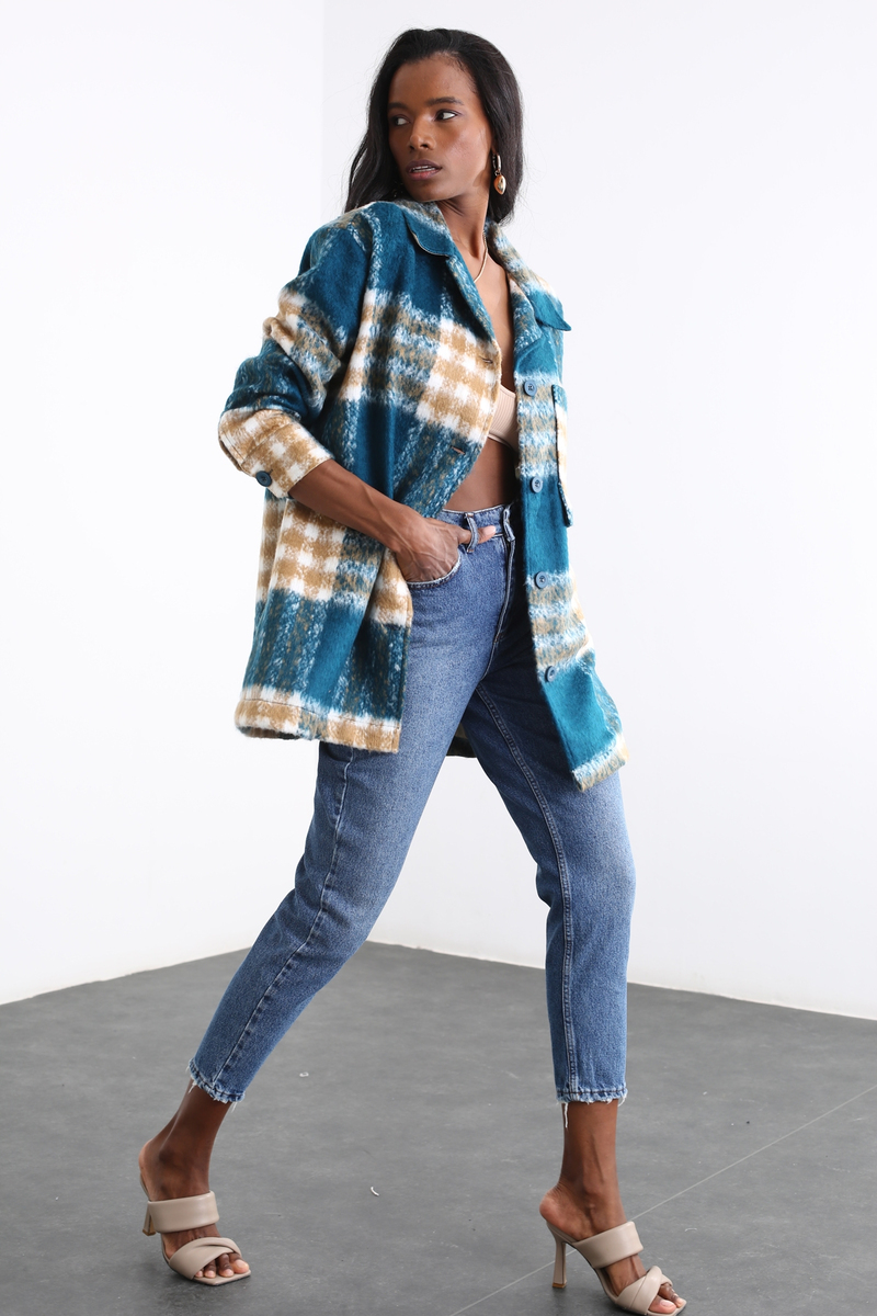 Mavi Yüksek Bel Mom Jean Pantolon 22401