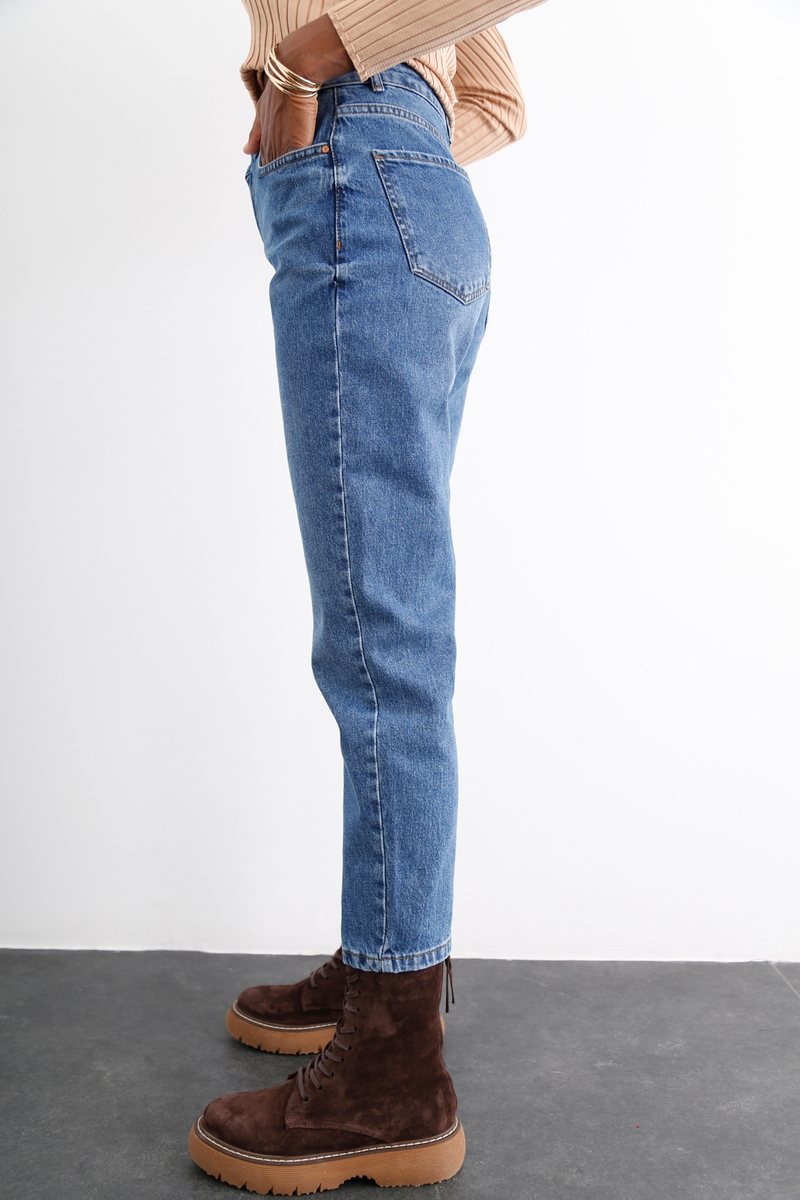 Mavi Yüksek Bel Slim Mom Jean 21418