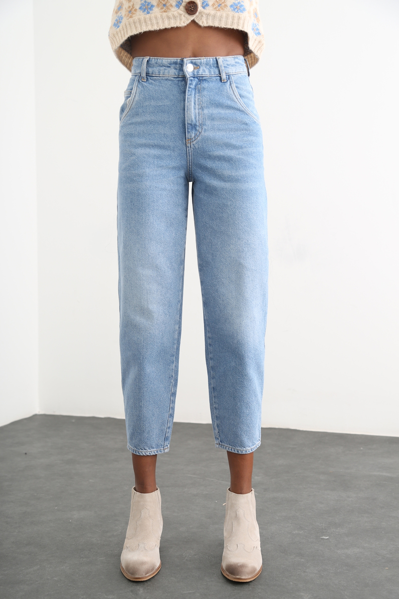 Mavi Yüksek Bel Slouchy Jean 
