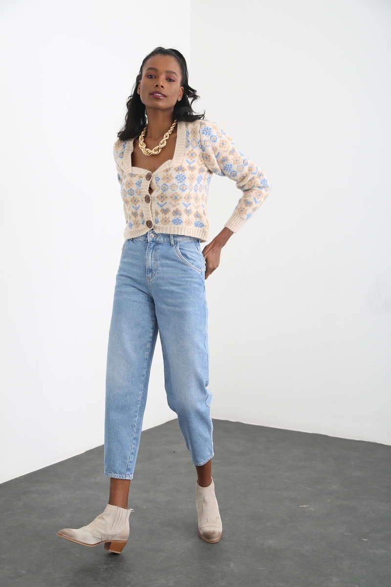 Mavi Yüksek Bel Slouchy Jean 