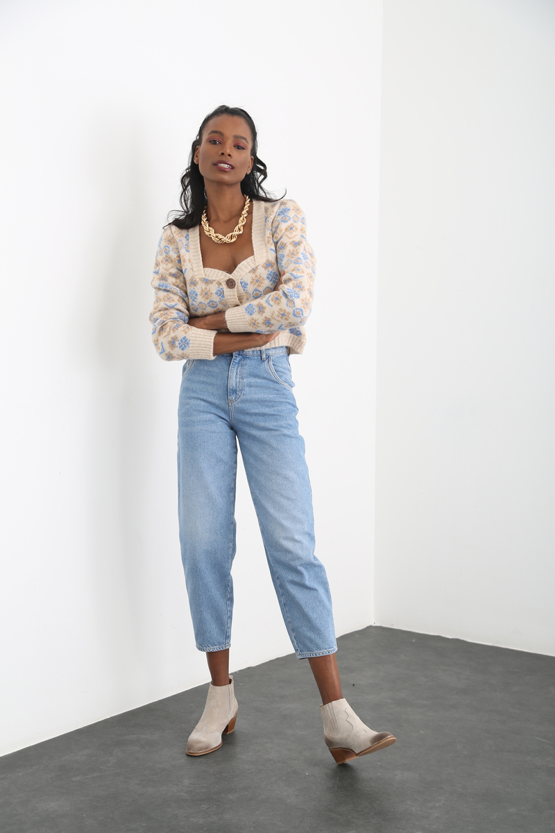 Mavi Yüksek Bel Slouchy Jean 