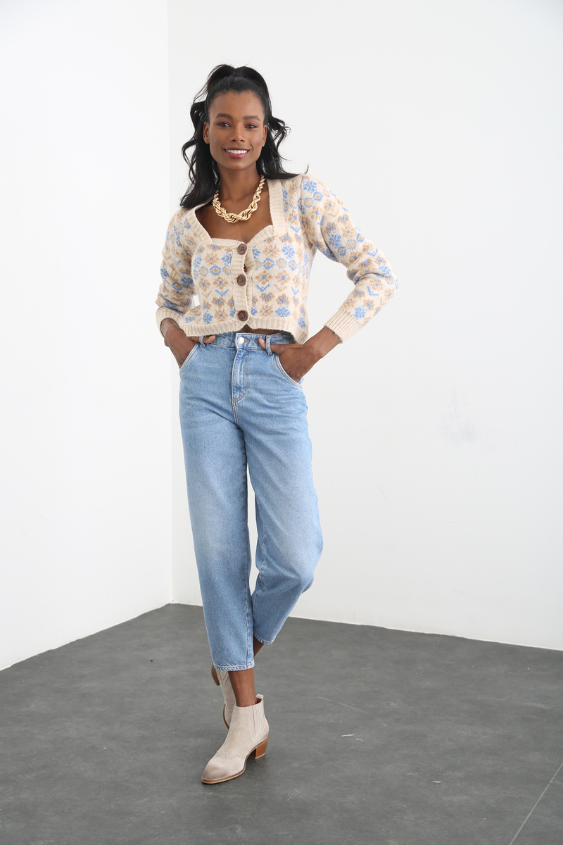 Mavi Yüksek Bel Slouchy Jean 