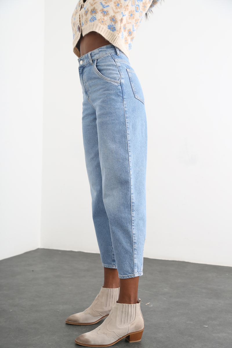 Mavi Yüksek Bel Slouchy Jean 