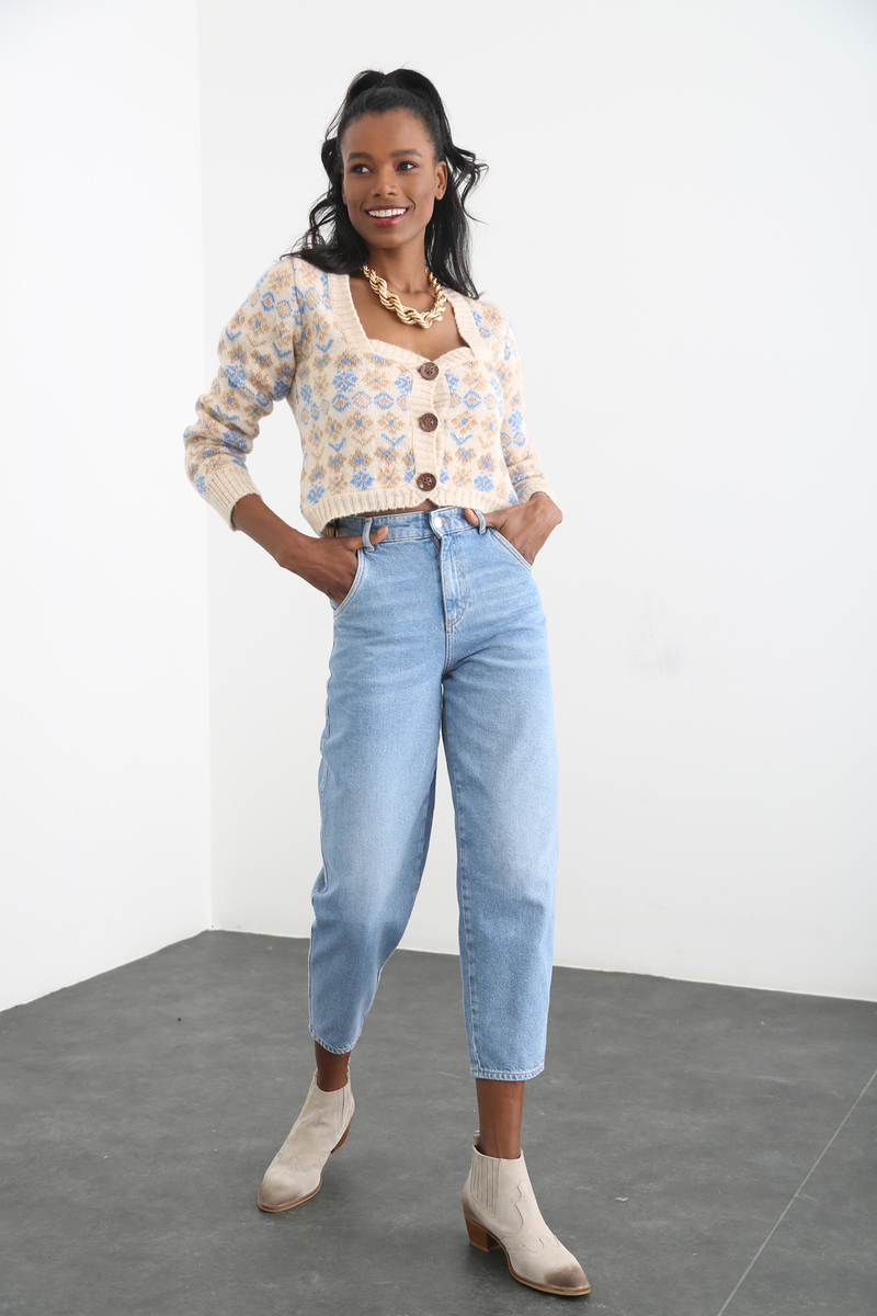 Mavi Yüksek Bel Slouchy Jean 