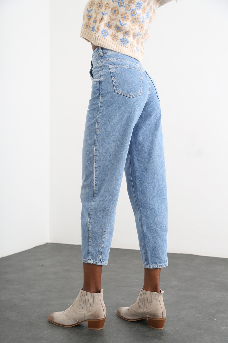Mavi Yüksek Bel Slouchy Jean 