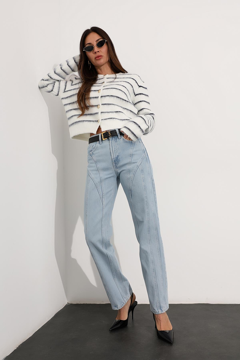 Mavi Yüksek Bel Straight Fit Jean 