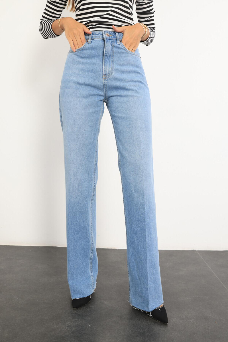 Mavi Yüksek Bel Straight Fit Jean 2141