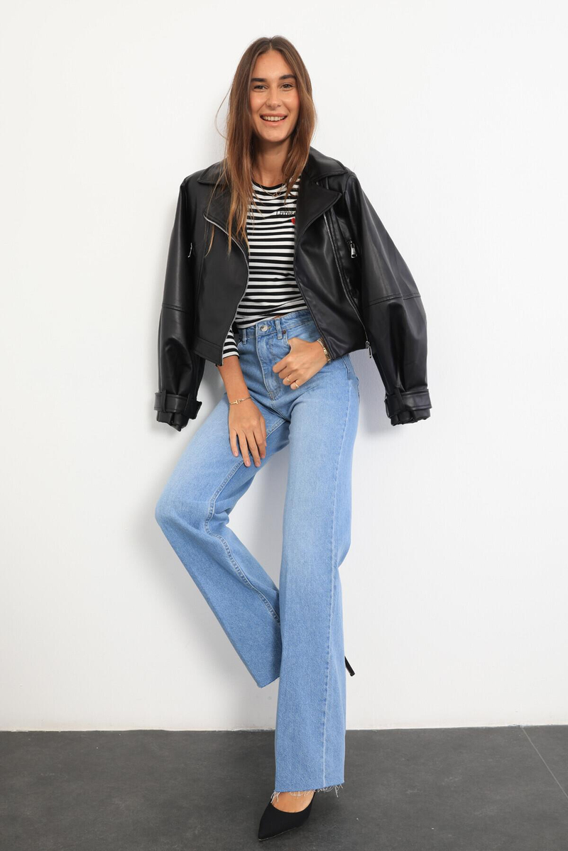 Mavi Yüksek Bel Straight Fit Jean 2141