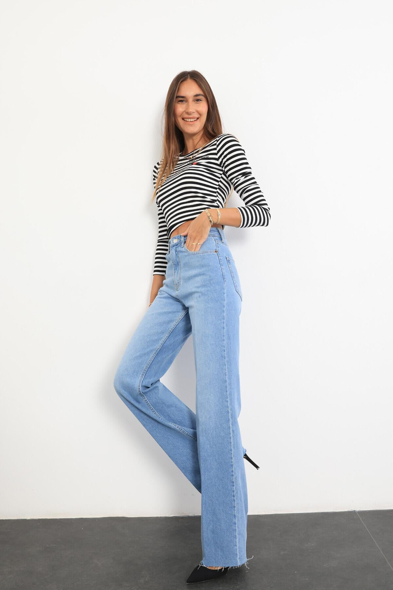 Mavi Yüksek Bel Straight Fit Jean 2141
