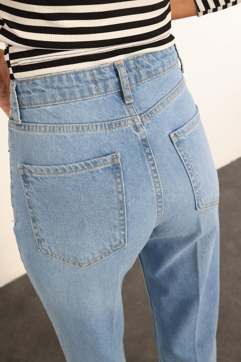Mavi Yüksek Bel Straight Fit Jean 2141