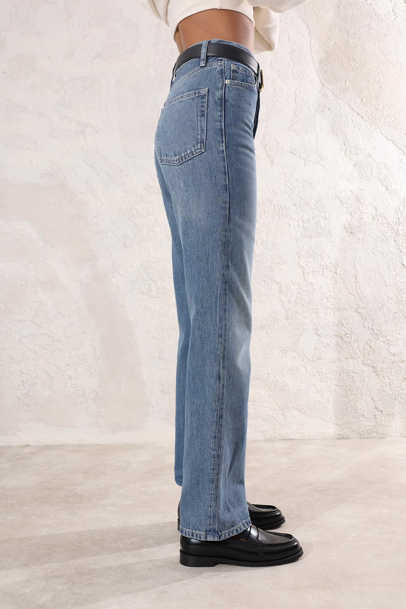 Mavi Yüksek Bel Straight Jean 