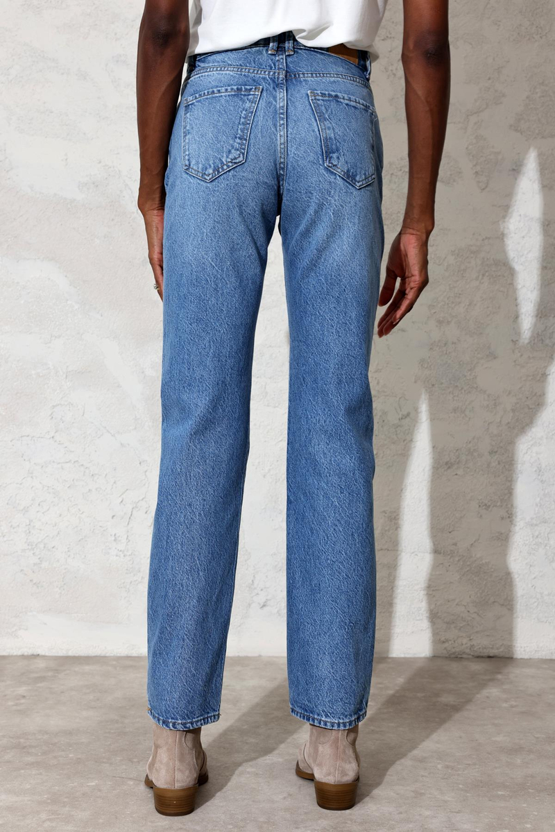 Mavi Yüksek Bel Straight Jean 
