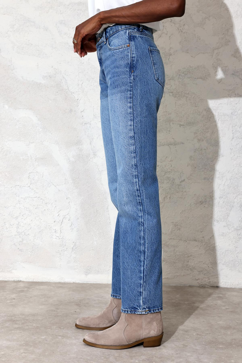 Mavi Yüksek Bel Straight Jean 