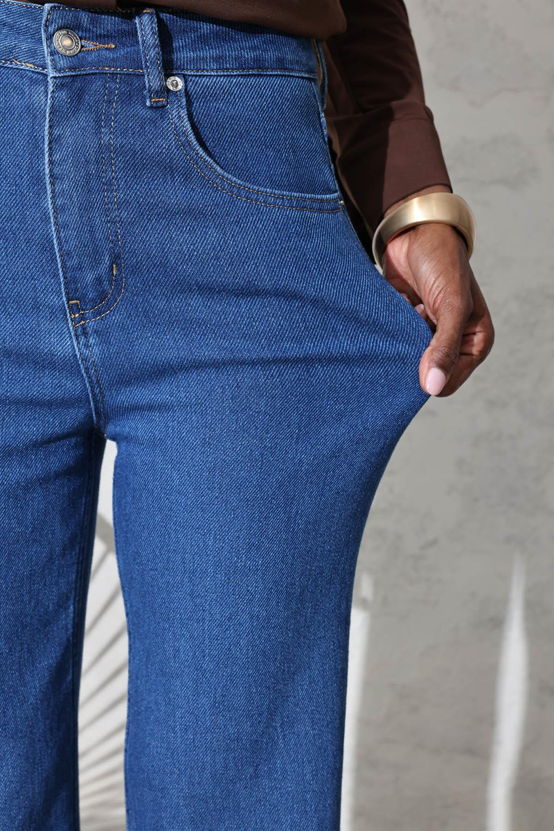 Mavi Yüksek Bel Straight Jean 4096