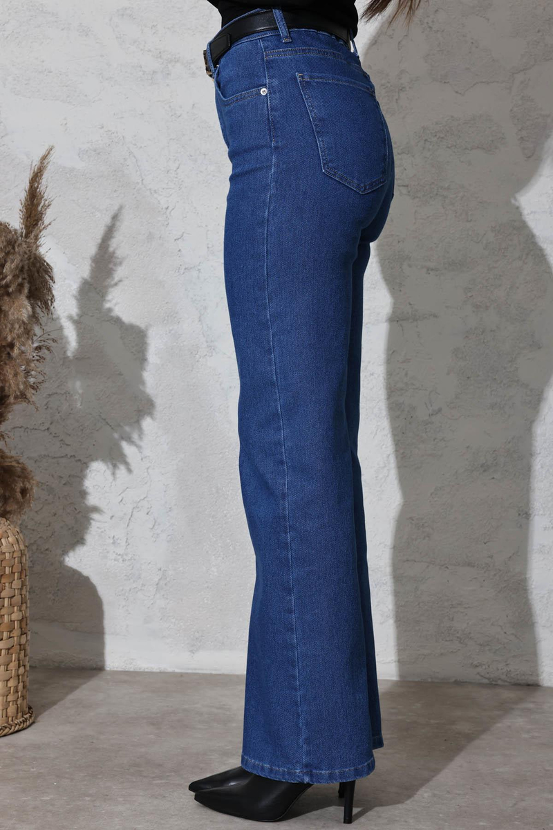 Mavi Yüksek Bel Straight Jean 4096