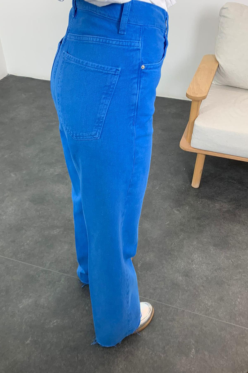Mavi Yüksek Bel Wide Leg Jean 