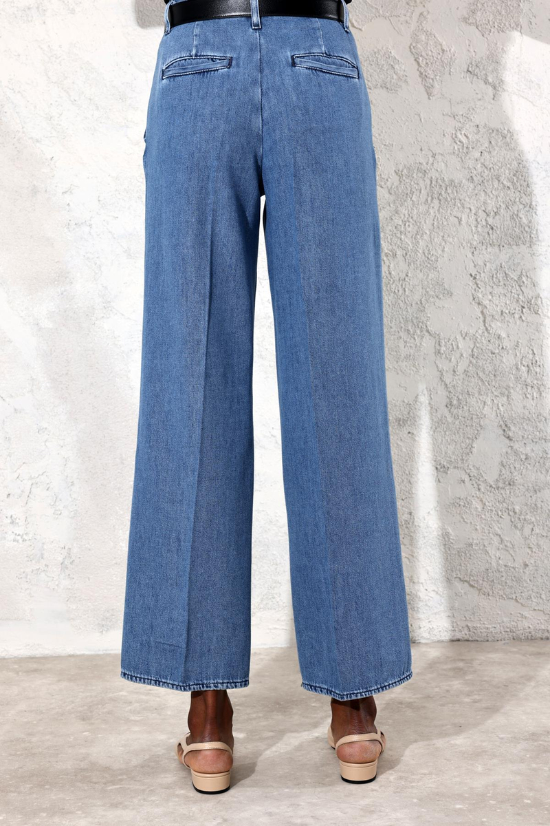 Mavi Yüksek Bel Wide Leg Jean 