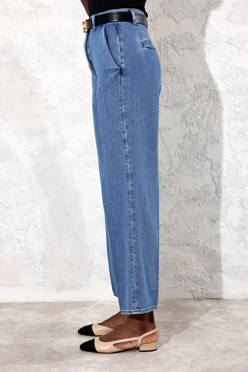 Mavi Yüksek Bel Wide Leg Jean 