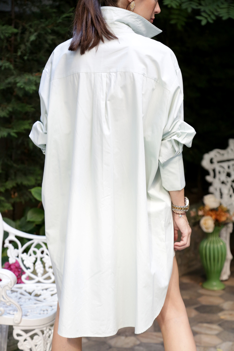 Mint Arkası Uzun Oversize Gömlek 68009