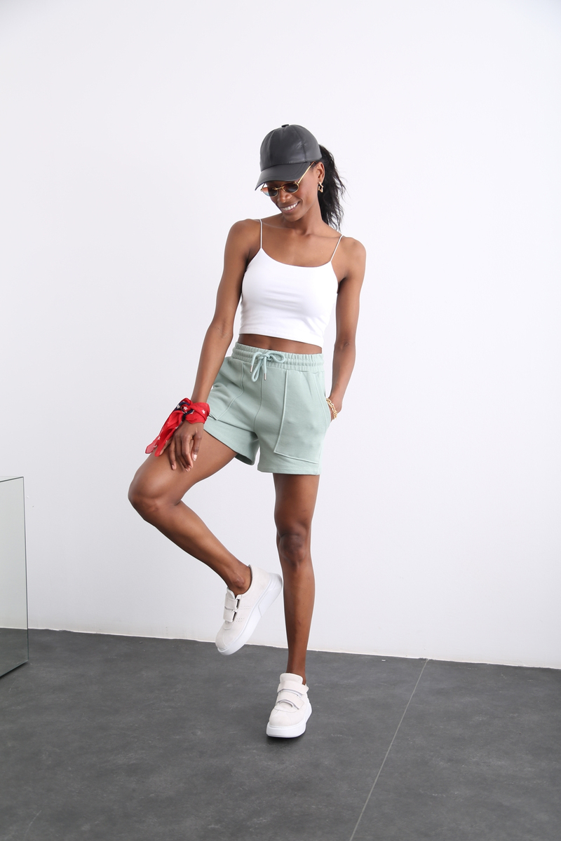 Mint Beli Lastikli Şort 213