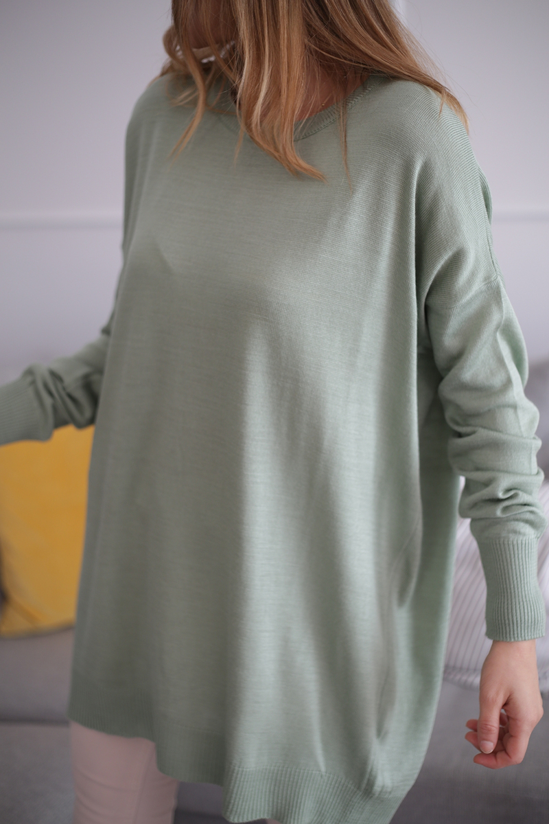 Mint Bisiklet Yaka Oversize Triko 19038