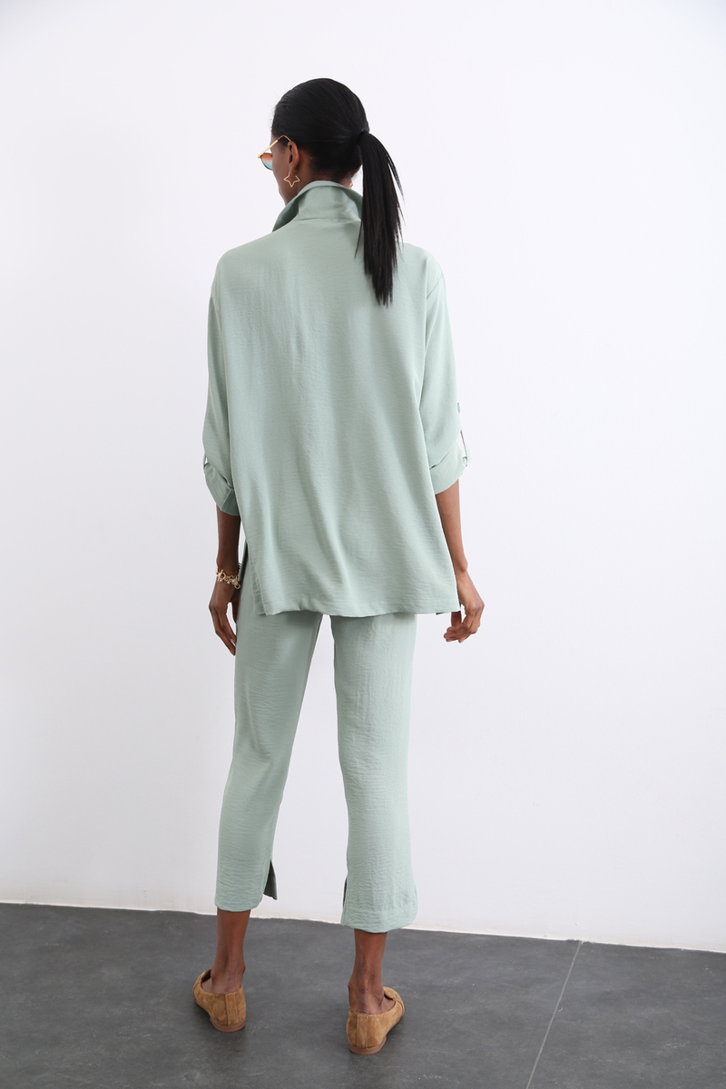 Mint Crep Gömlek Takım 16030