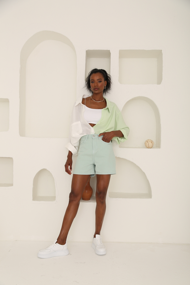 Mint Gabardin Şort 50325
